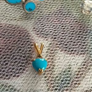 18k real gold and turquoise pendant top